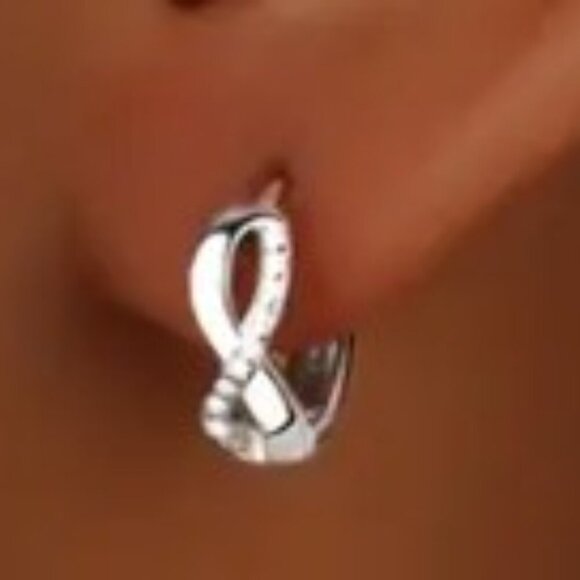 Unisex 925 Silver Infinity Zirconia Ear Huggers – Timeless Fashion Jewelry - Picture 4 of 7